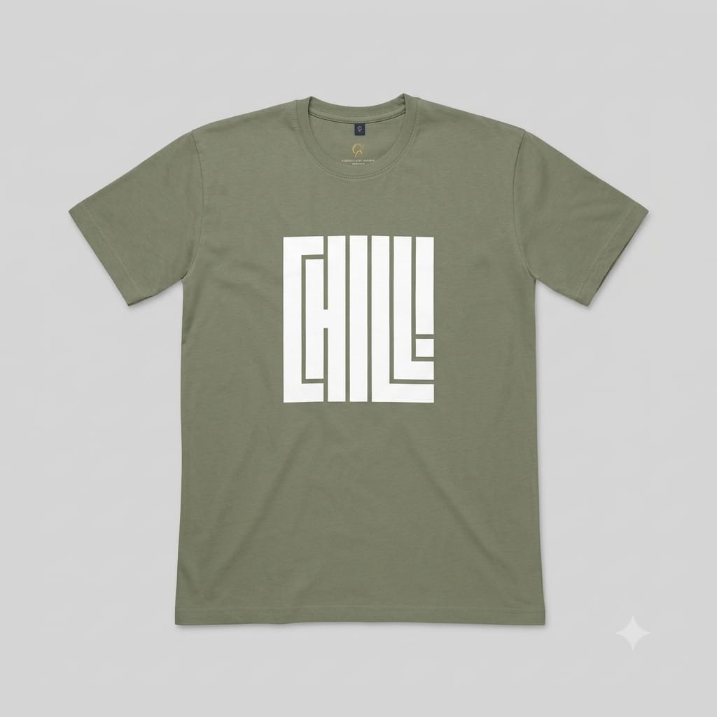 Olive Green CHILL Graphic T-shirt