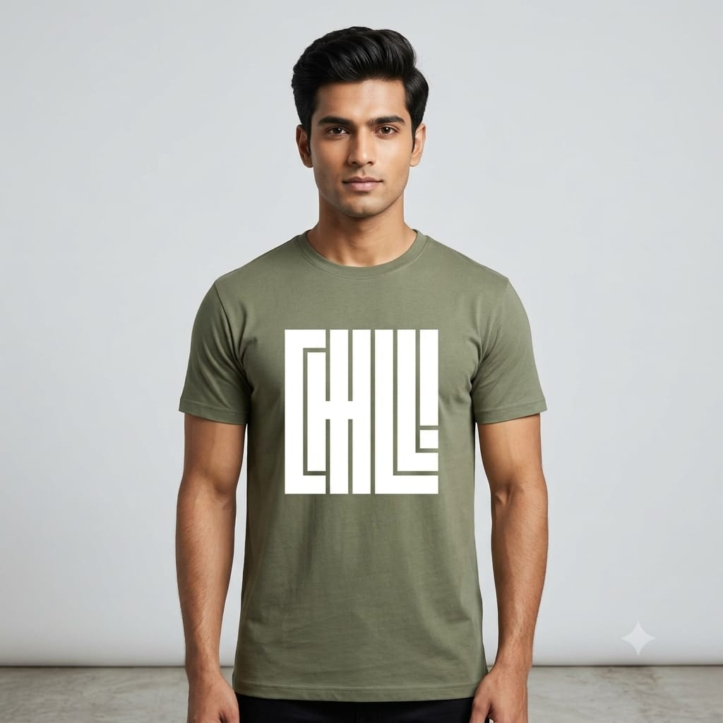 Olive Green CHILL Graphic T-shirt