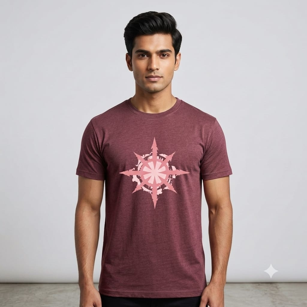 Burgundy Chaos Star Graphic T-Shirt
