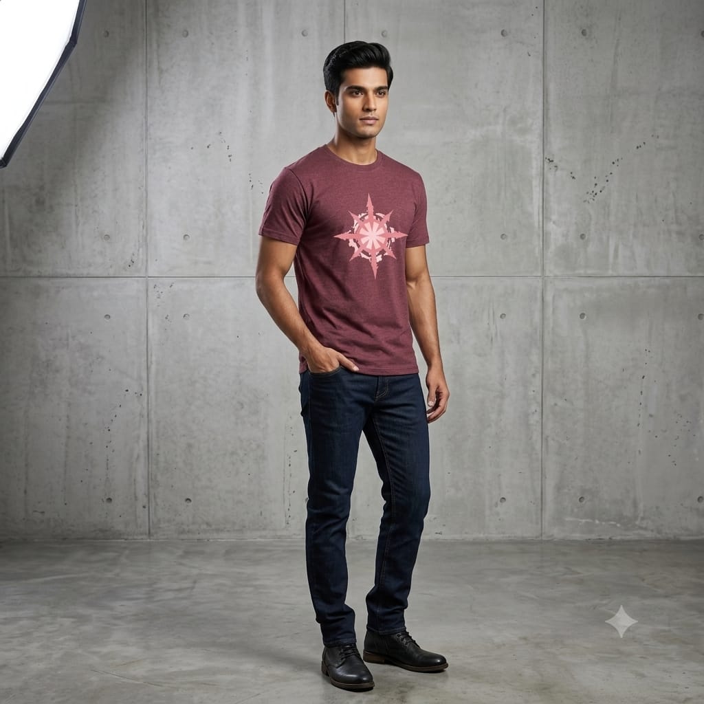 Burgundy Chaos Star Graphic T-Shirt