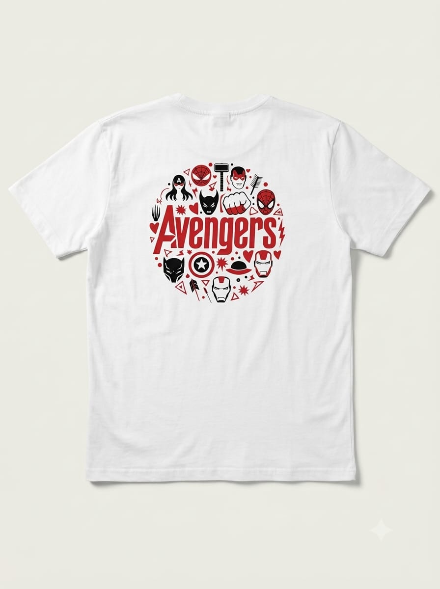 White Marvel Avengers Graphic T-Shirt ( Back Printed)