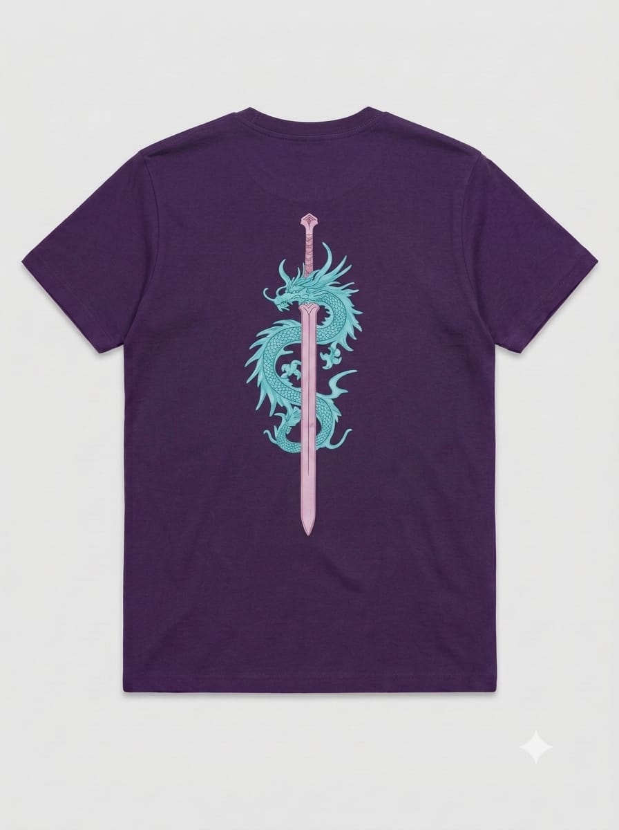 Purple Dragon Sword Graphic T-Shirt