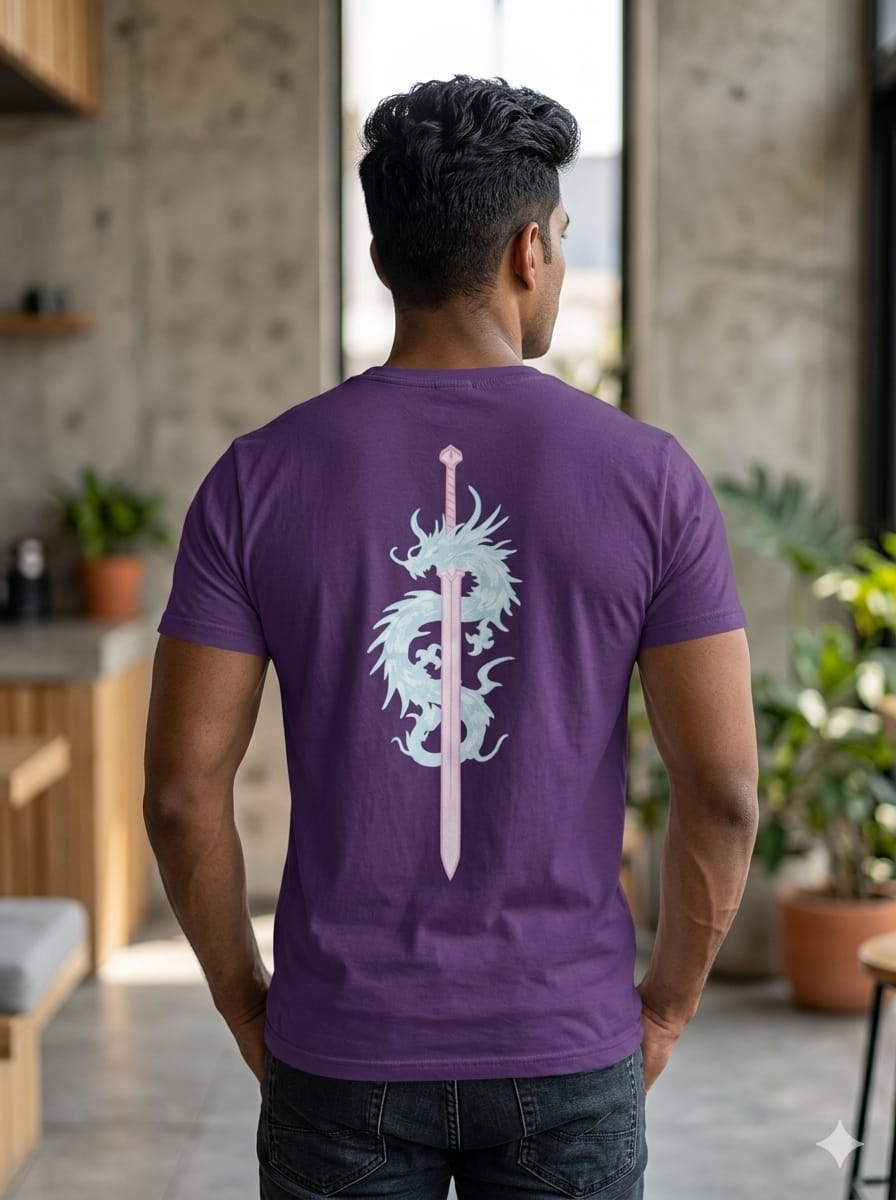 Purple Dragon Sword Graphic T-Shirt