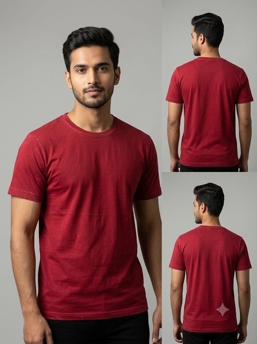 Maroon Classic regular fit Plain T-Shirt