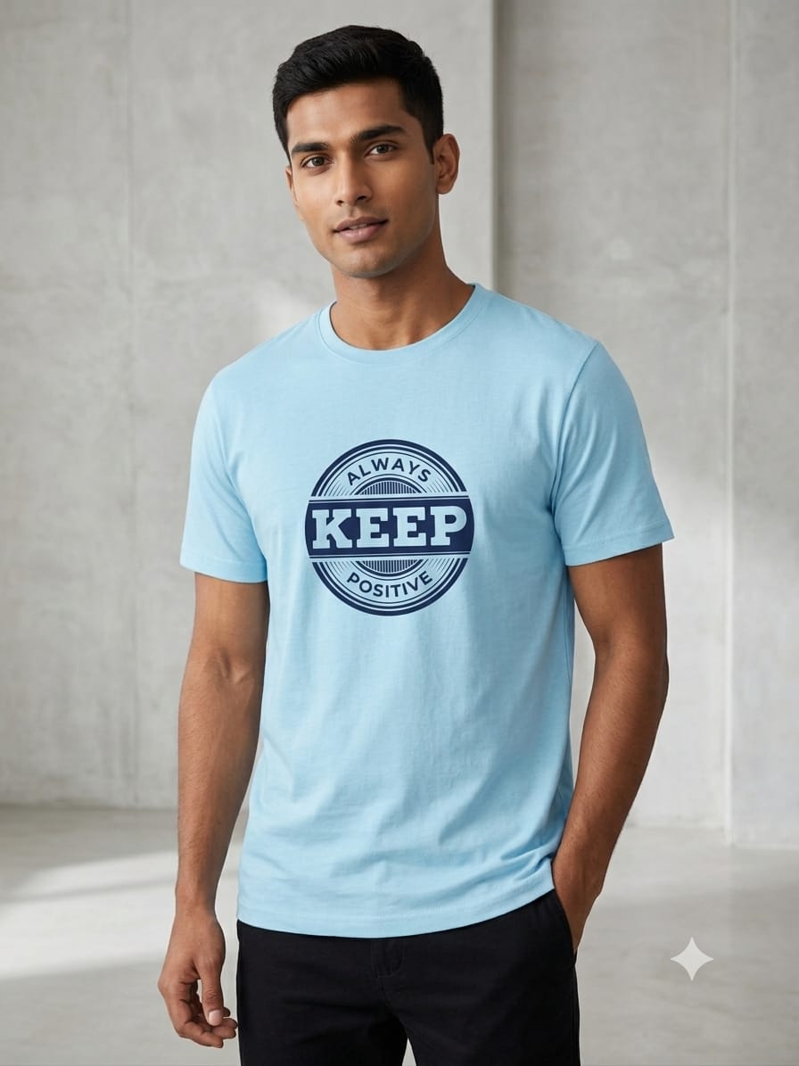 Sky Blue Typographic T-Shirt